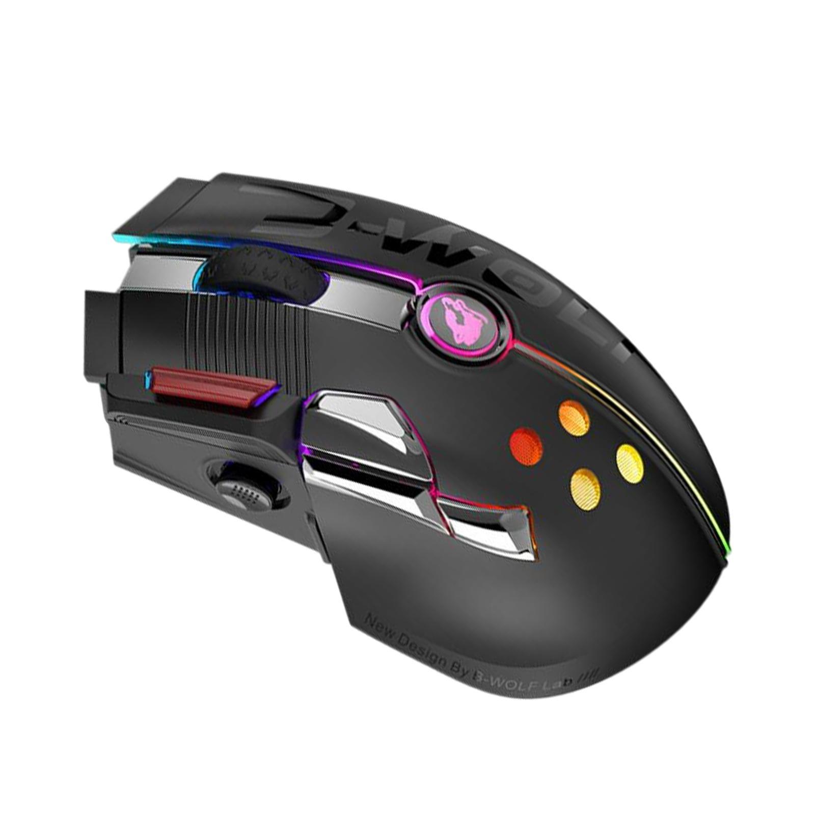 2.4G USB   Wireless RGB LED Gaming Mouse Mice 12000DPI for Gamer Black