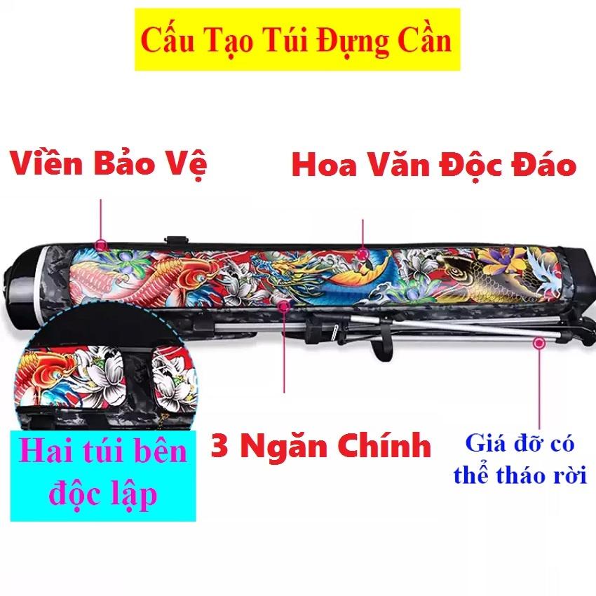 Bao Đựng Cần Câu Ngọa Long 1m25 3 Ngăn Chính 3 Ngăn Phụ - Sanami Fishing Dung Tích Lớn Có Giá Đỡ Cao Cấp