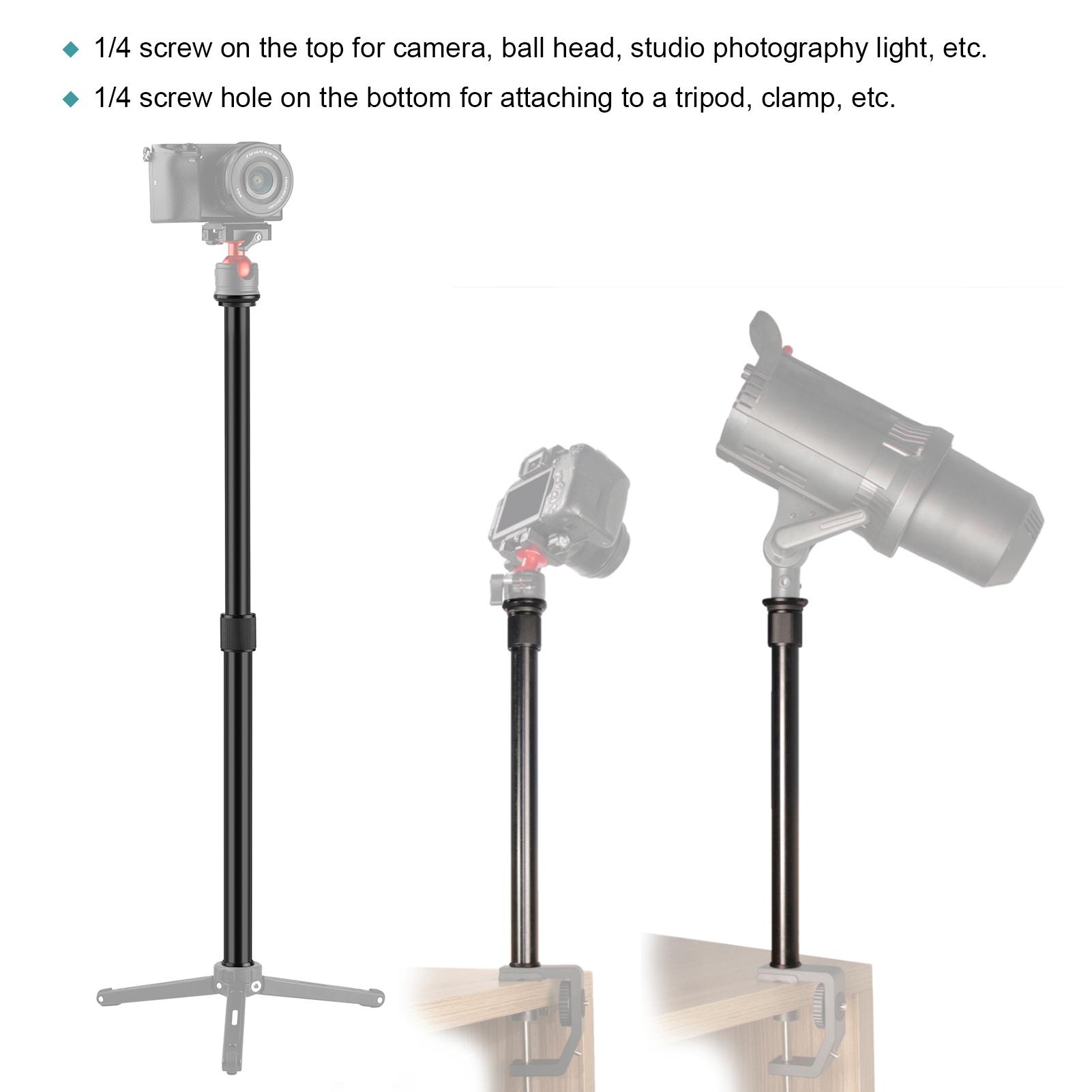 Adjustable Tripod Extension Rod Photography Extension Pole with 1/4 Inch Screw Adjustable Length 33~60cm for Camera