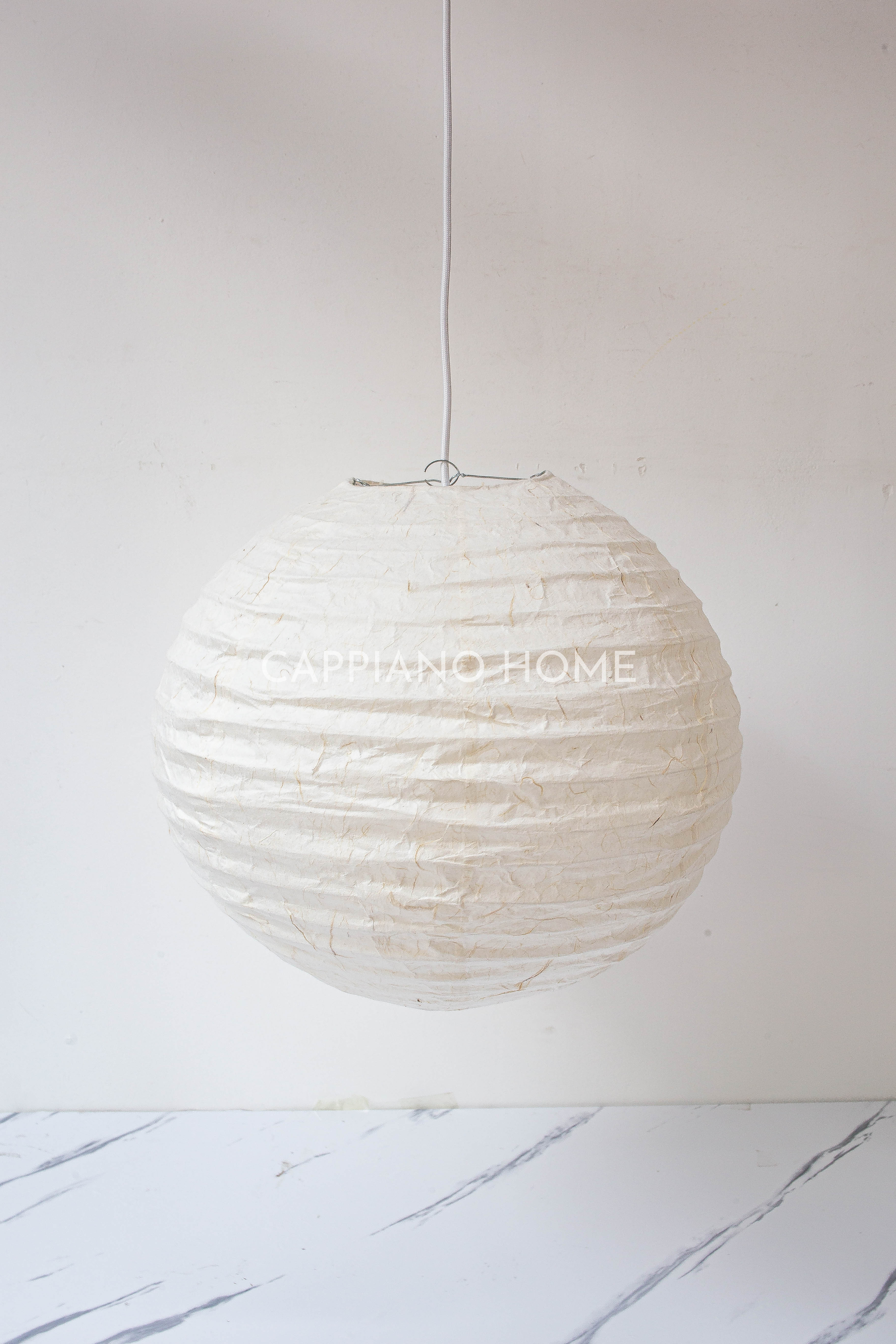 Đèn giấy dó tròn gấp gọn trắng thủ công Cappiano Home
