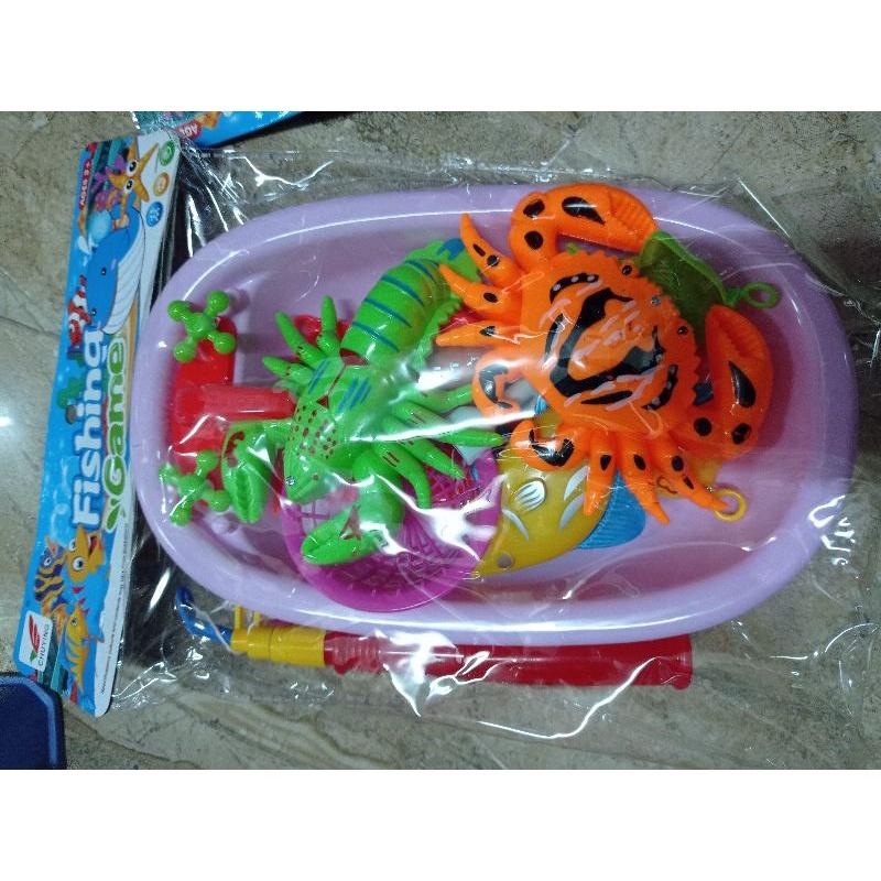 Bộ đồ chơi câu tôm cua cá kèm rổ to đại