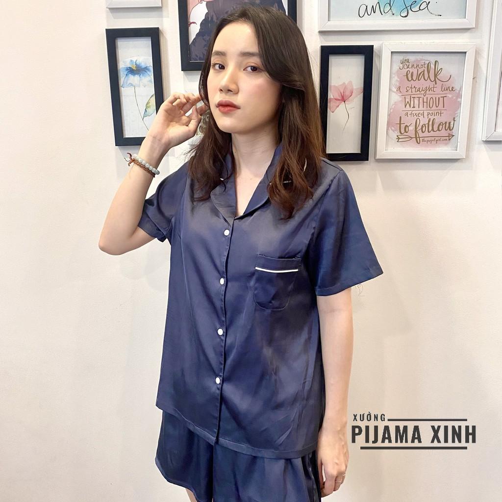 BỘ NGỦ PIJAMA LỤA - Đồ mặc nhà chất Latin trơn nhiều màu Cao cấp Chất đẹp Đường may chuẩn - Hàng cộc quần dài, đùi
