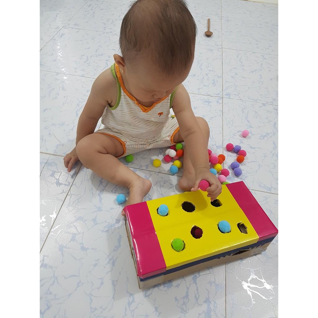 Pompom len 1,5cm chơi bột nặn đất nặn an toàn TEDU