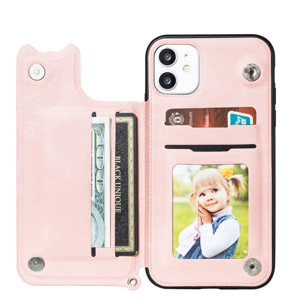 Ốp lưng điện thoại dạng ví da có ngăn đựng thẻ dành cho iPhone 12 Pro Max 12 Mini