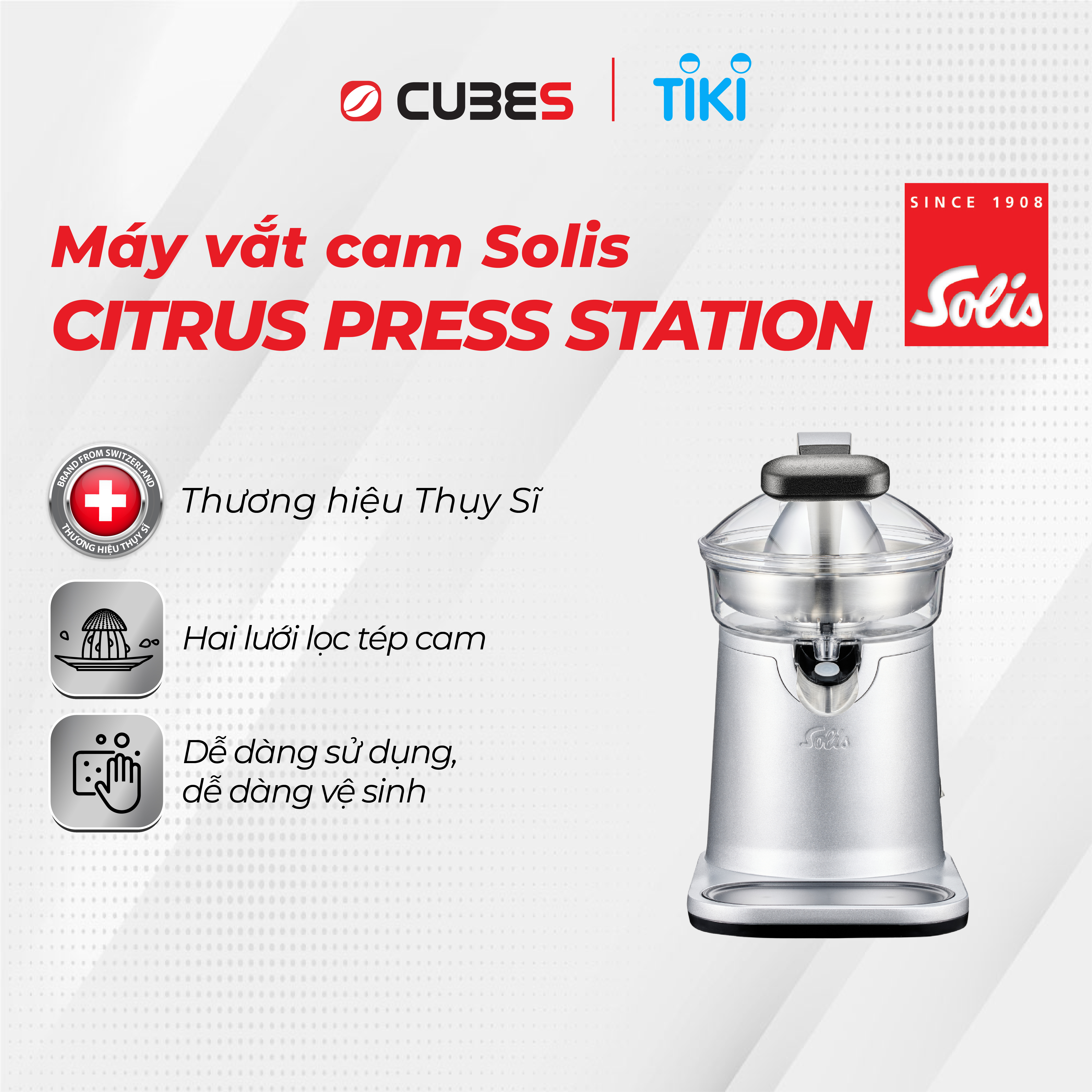 Máy vắt cam Solis Citrus Press Station - Hàng nhập khẩu