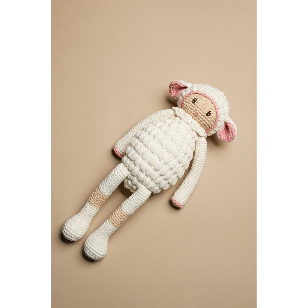Cừu len nhồi bông Winne trắng 42cm- Đồ chơi cho bé thú bông búp bê cao cấp an toàn- Quà tặng cho bé
