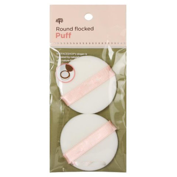 Set Bông phấn Round flocked Puff - 2 miếng TRẮNG - Tròn