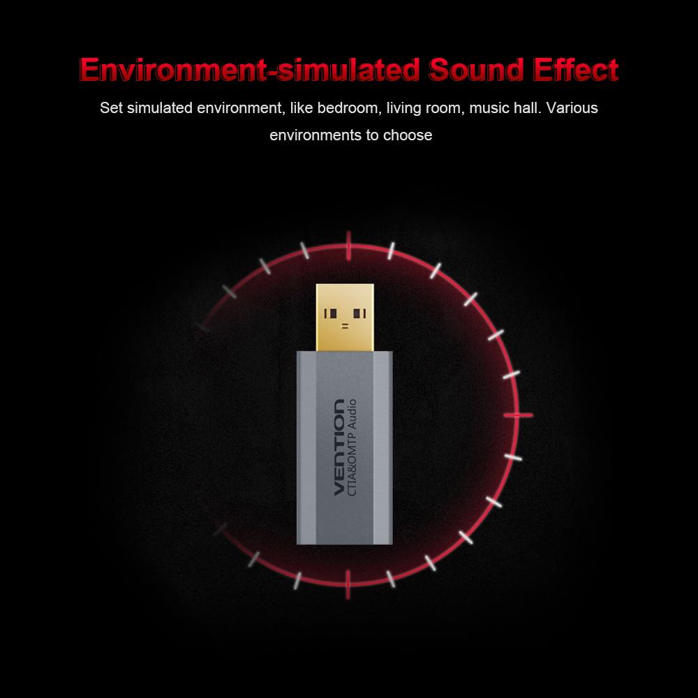 Thẻ âm thanh ngoài USB với giao diện 3,5 mm 7.1 Kênh không cần trình điều khiển Thay thế cho máy tính xách tay PC PUGB PS4 VENTION