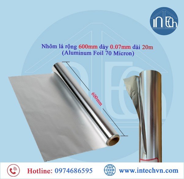 Màng nhôm Aluminum Foil (Giấy nhôm rộng 600mm dày 0.07mm dài 20m)