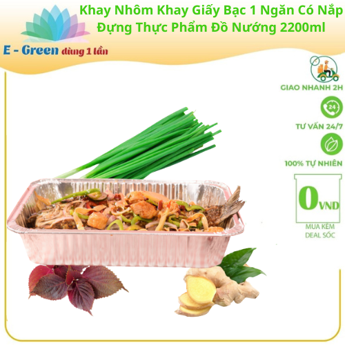 [HCM]Combo 10 Khay Nhôm, Khay Giấy Bạc 1 Ngăn 2200ml Có Nắp, Đựng Thực Phẩm, Đồ Nướng,Tiện Lợi - Egreendùng1lần