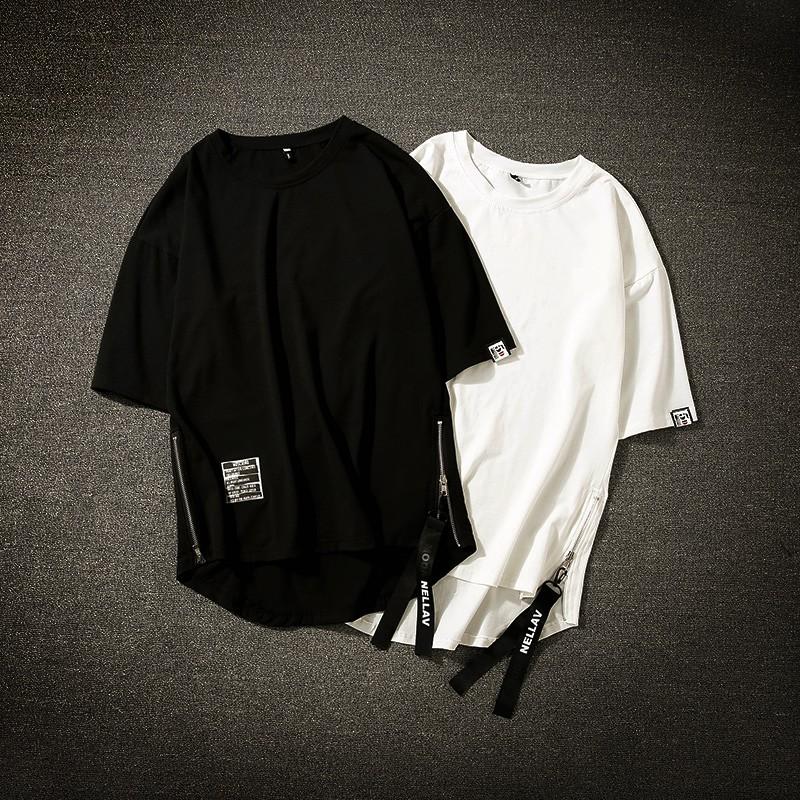 Áo thun tay lỡ - áo thun zipper cotton lai bầu kiểu basic