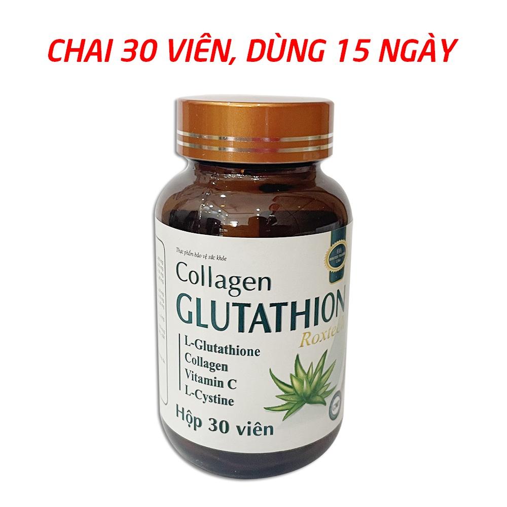 Collagen Glutathion ROXTECH - l-cystine, vitamin E C đẹp sáng da, giảm nám sạm da - Chai 30 viên