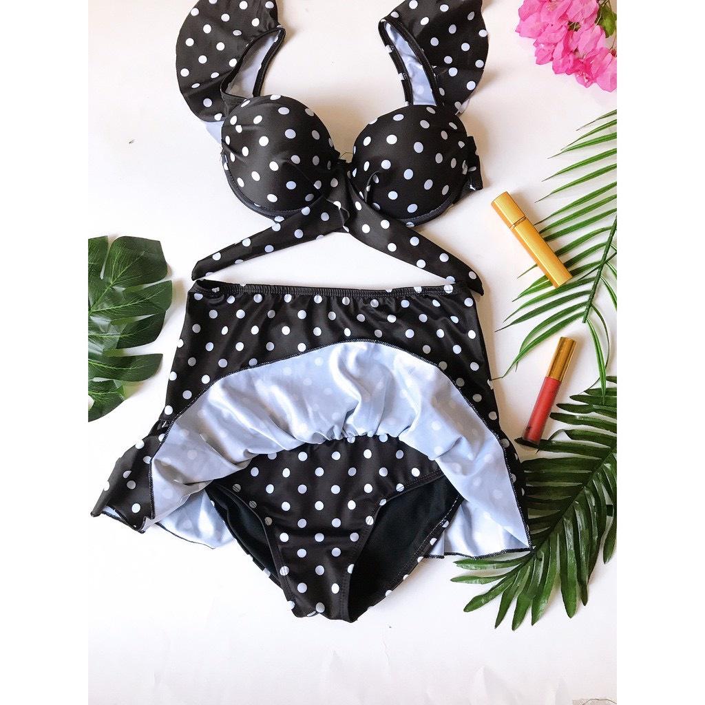 Bikini, Đồ Bơi Đi Biển Hai Mảnh Cánh Tiên Chấm Bi Đuôi Cá Váy Xòe Sexy HM-105