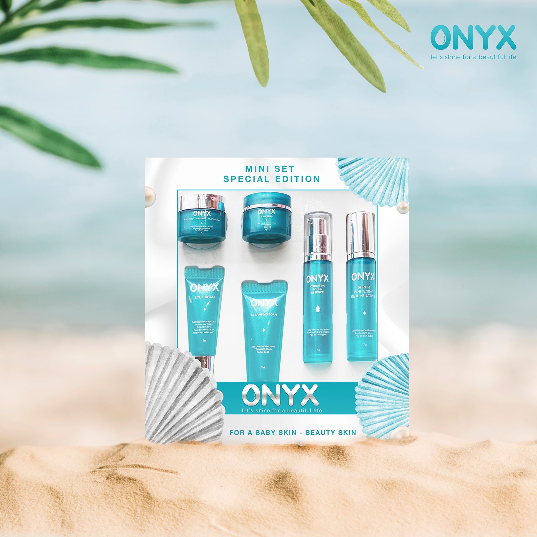 Trọn Bộ 6 Món Dưỡng Da ONYX Mini, Sữa Rửa Mặt, Nước Hoa Hồng, Serum, Kem Dưỡng, Kem Chống Nắng, Kem Dưỡng Da Mắt, Dưỡng Ẩm Làm Sáng, Ngăn Ngừa Lão Hóa Và Bảo Vệ Da 46ml