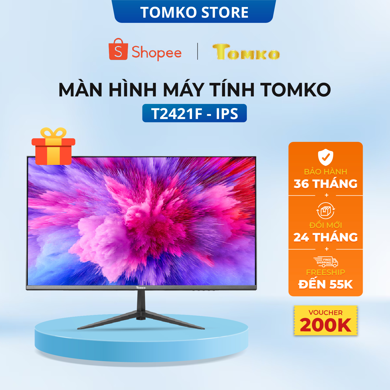 Màn hình máy tính Tomko T2421F 24 inch full viền IPS 75Hz – Siêu chất lượng - Hàng Chính Hãng Tomko