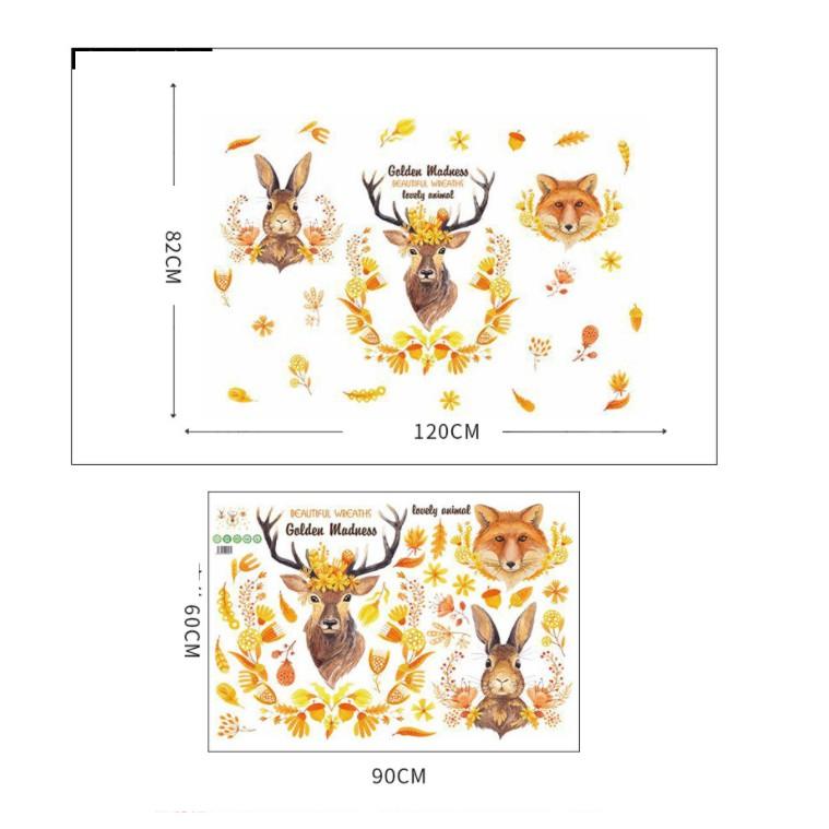 Decal trang trí tường - Đầu Nai các nhân vật độc đáo GOLDEN MADNESS