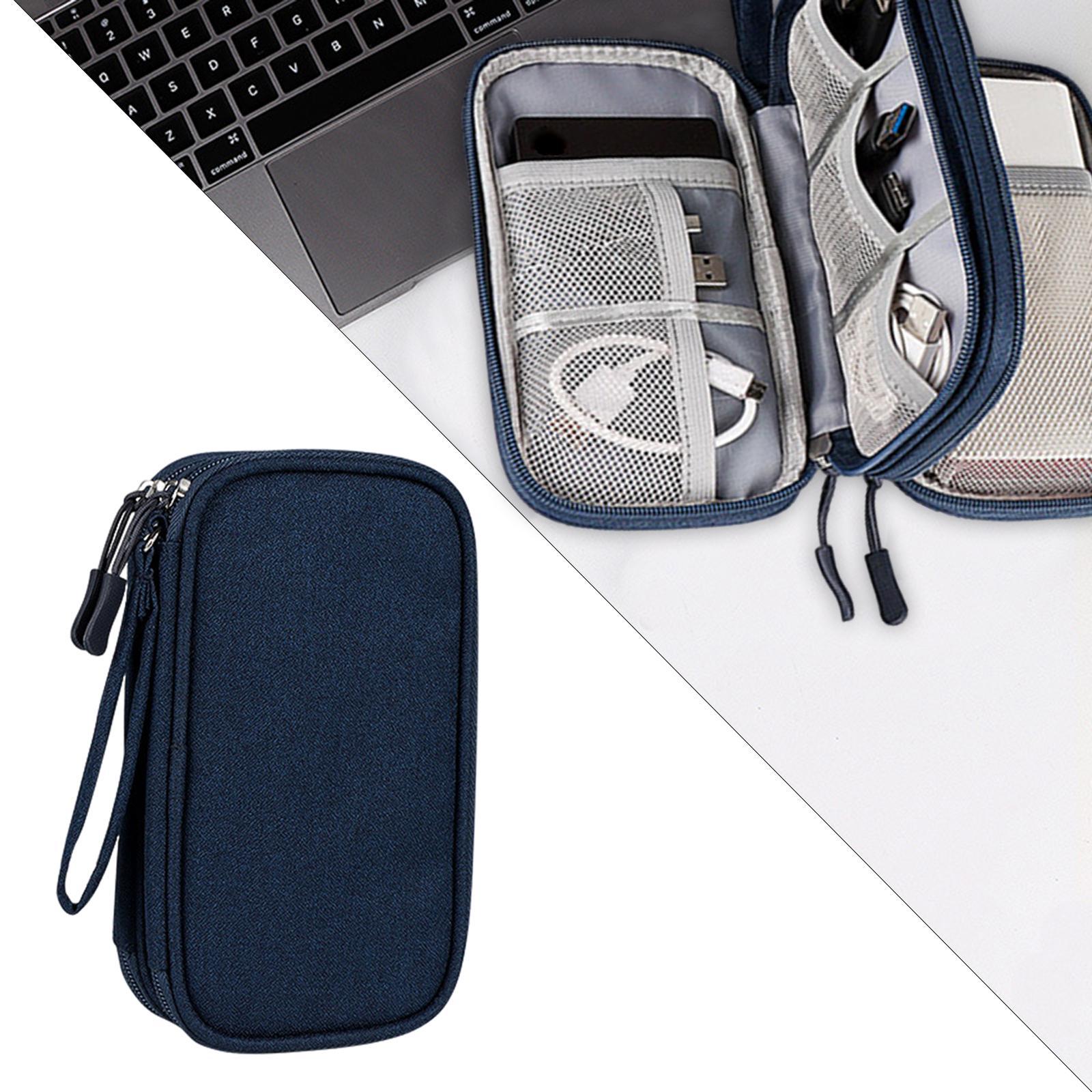 Travel Cable Organizer Bag Waterproof Double Layer Pouch for Data Cable Charger Electronics Accessories
