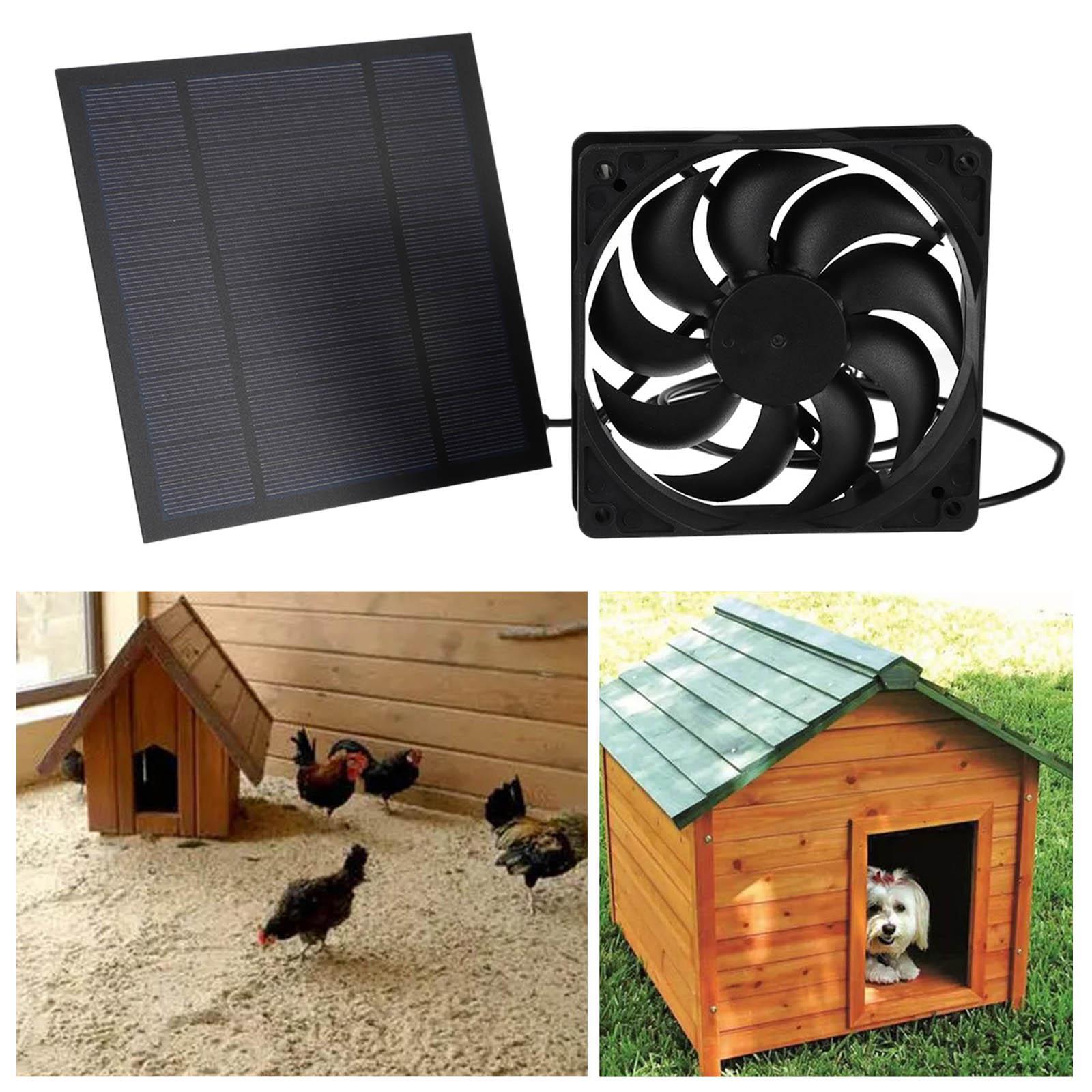 5W Solar Powered Panel Fan Exhaust Fan for Chicken Coop Poultry House RV