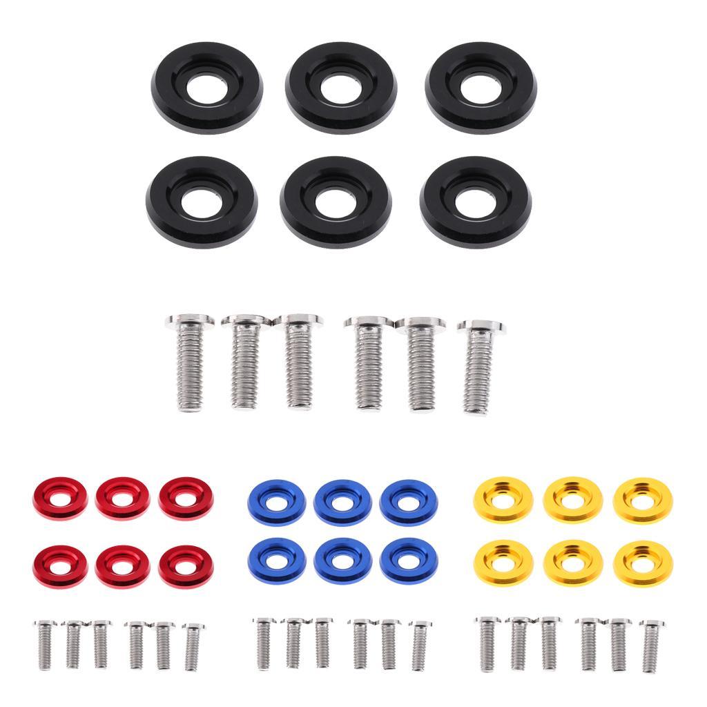 6 Sets Aluminum Alloy M6 x 18mm Washer Engine Bay Screw Black