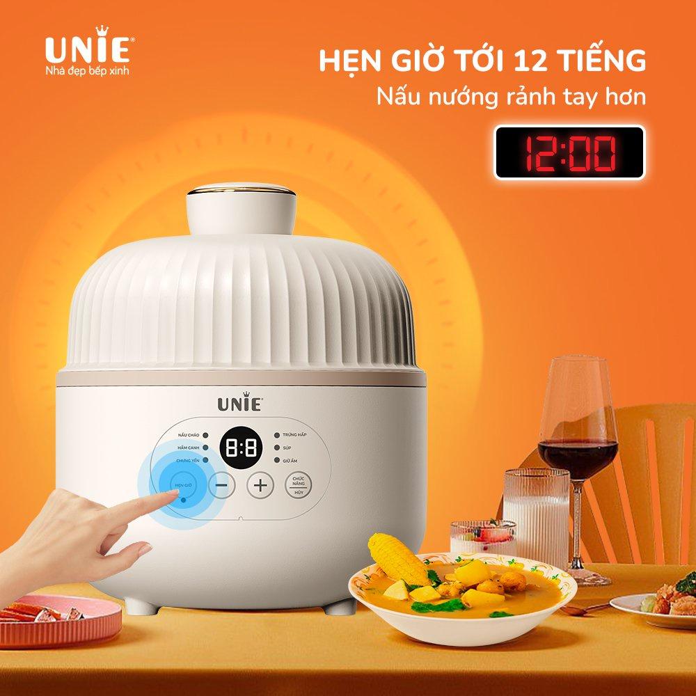 Nồi nấu chậm Unie USC08W, Chất liệu cao cấp thiết kế nhỏ gọn, 6 chức năng nấu đa dạng, chế độ tự ngắt khi cạn nước - hàng chính hãng