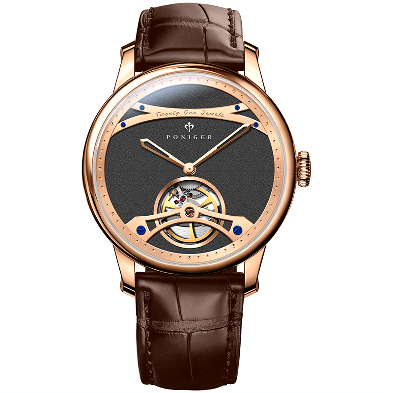 Đồng hồ nam chính hãng Poniger P819-3 ,Fullbox, Kính sapphire ,chống xước,chống nước,dây da nâu xịn, thép không gỉ 316L, Mới 100%,Bảo hành 24 tháng,thiết kế lộ cơ trẻ trung và sang trọng