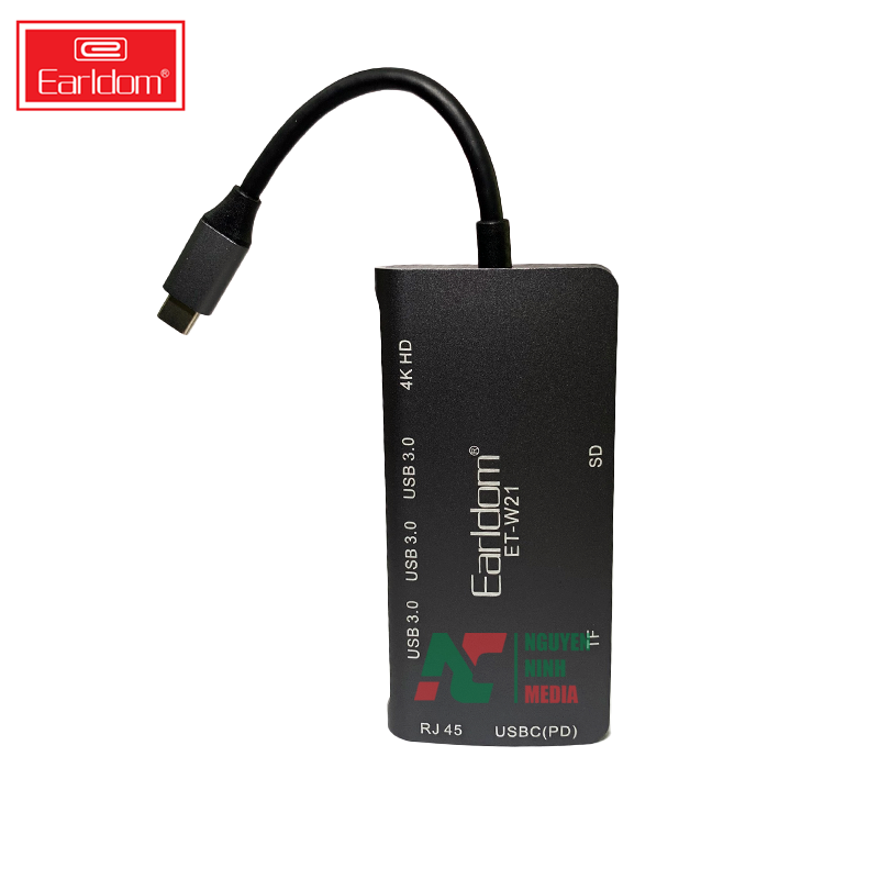 Cáp Chuyển USB TYPE C Sang HDMI / USB 3.0 / RJ45 / SD TF / USB-C PD Earldom W21 - Hàng Chính Hãng