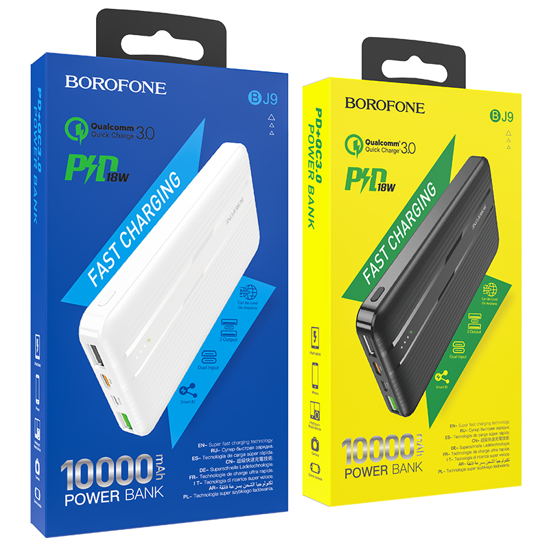 Pin sạc dự phòng Borofone BJ9 dung lượng 10000mAh PD-QC3.0, có đèn Led hiển thị dung lượng pin- Hàng nhập khẩu