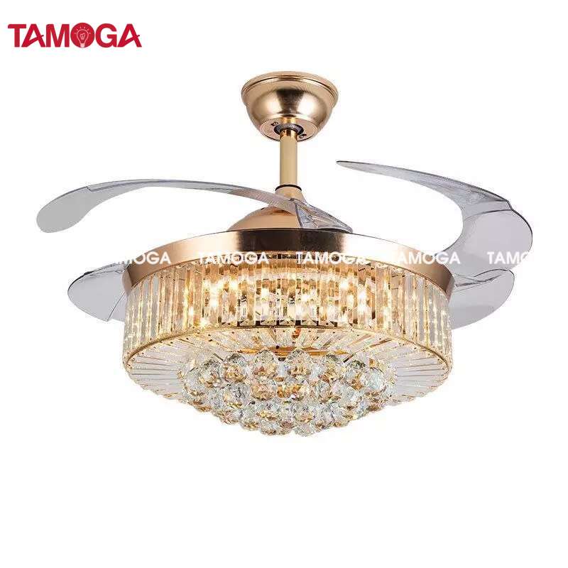 Đèn quạt trần 8018 TAMOGA FIOLA Cánh cụp Cánh xòe Động cơ 6 số + Tặng kèm Điều khiển từ xa