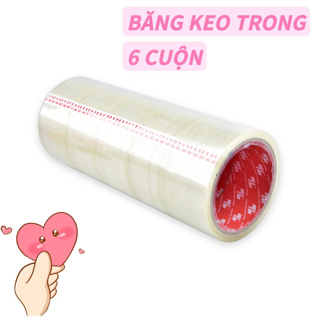 1 Cây Băng Keo Trong 1.9KG, Băng Keo Đục 5cm 80Y, 100Y, 200Y Dán Thùng, Đóng Gói - 6 Cuộn/Cây Giá Siêu Rẻ