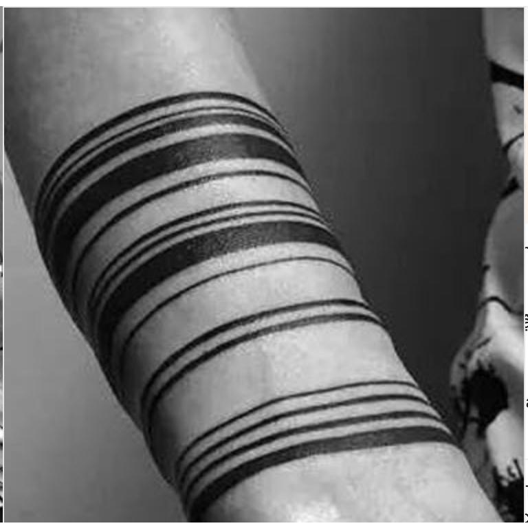 Hình xăm dán tattoo cao cấp 15x21cm: vòng tay đường thẳng