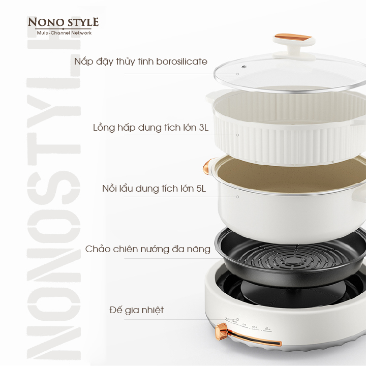 Nồi Lẩu Điện Đa Năng Nonostyle DRG-J50E - Hàng Chính Hãng