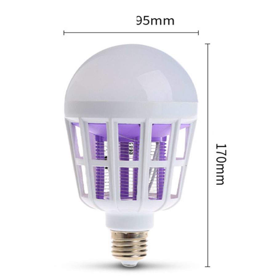 Bóng đèn LED 15w, đui E27 AC 150-220V, chức năng chiếu sáng kiêm sát thủ diệt muỗi và côn trùng
