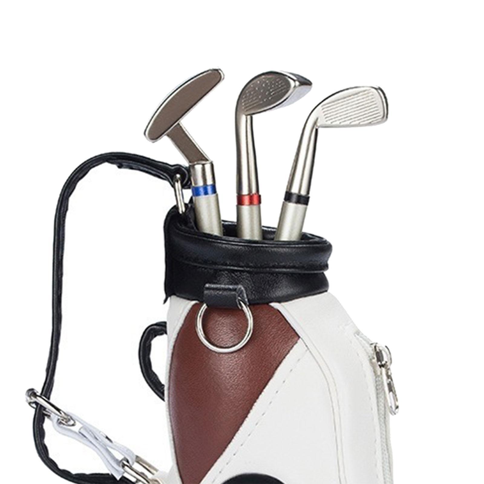 Golf Bag Golfer Boys for Men Mini Clubs Pens Set Unique Gift Golf Pen Holder