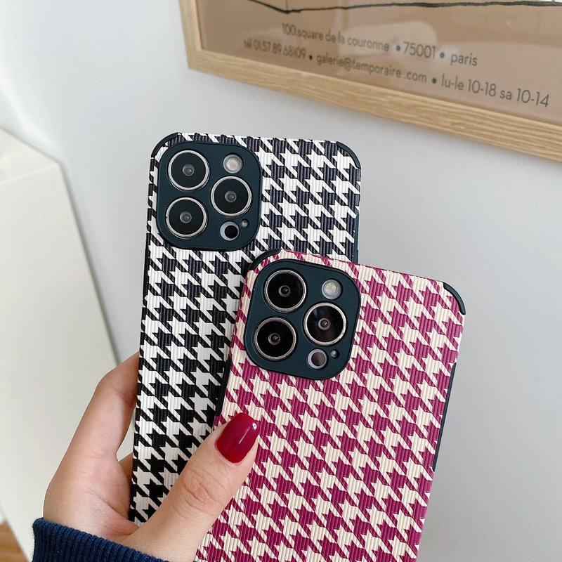 Case Xiaomi Redmi Note 10 10S 9S 9 8 Pro 4G 9A Poco M4 X3 GT F3 F2 M3 Pro 5G Soft Straight Edge Phone Case Precise Hole Motif Black Red Houndstooth