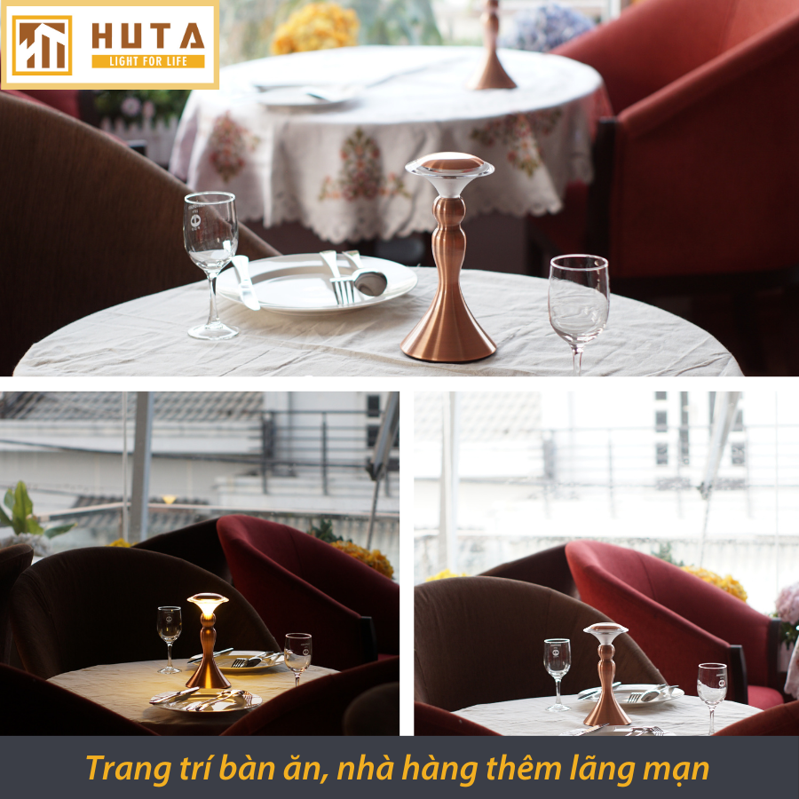 Đèn Bàn Led Quầy Bar Nhà Hàng HUTA Light For Life RESCUP Cảm Ứng Pin Sạc Điều Chỉnh Ánh Sáng Trang Trí Quán Cà Phê Sự Kiện Lounge
