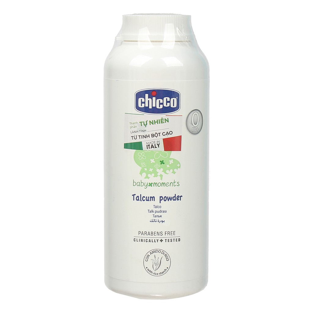 Phấn Rôm Tinh Bột Gạo Chicco 0M+ 150g chiết xuất các thành phần tự nhiên, làm da mềm mịn, khô thoáng, chống rôm sảy ( Tặng 50 tờ khăn khô đa năng )