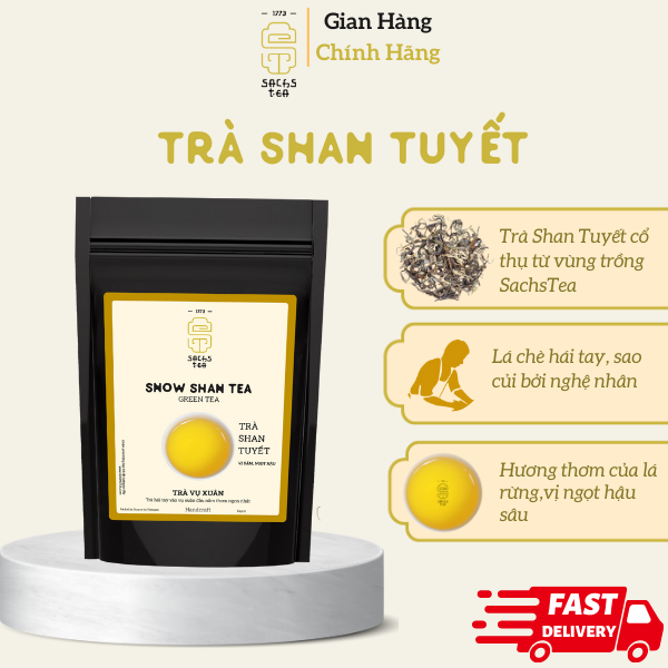 Trà xanh Shan Tuyết SACHS TEA 1773 chè hữu cơ vị nguyên bản túi 50g