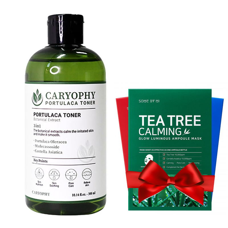 Nước Hoa Hồng Làm Giảm Mụn Và Ngăn Ngừa Mụn Caryophy Portulaca Toner 300Ml Tặng Kèm 1 Mặt Nạ Dưỡng Da Some By Mi