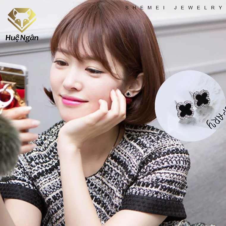 Bông tai bạc Ý 925 Huệ Ngân - Cỏ bốn lá may mắn RYE140928