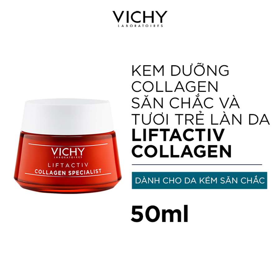 Bộ kem dưỡng Vichy Collagen Specialist &amp; dưỡng chất khoáng cô đặc Mineral 89 giúp da căng mượt và ngăn ngừa lão hóa