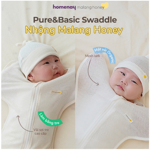 Nhộng chũn cho bé Malang Honey Vải Tre Bamboo và Vải Mesh lưới Hàn Quốc