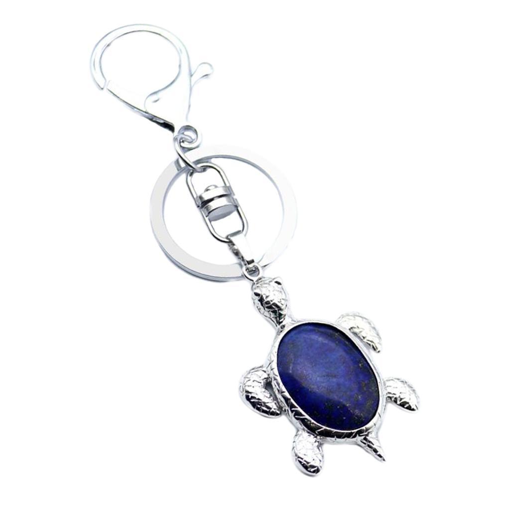 2-3pack Natural Gemstone Turtle Pendant Keychain Keyring Lapis Lazuli
