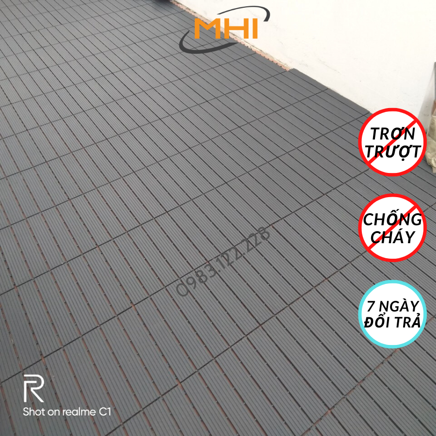 Thảm lát sàn uPVC cao cấp MHI-ECO, Tấm nhựa trải sàn trang trí ban công / sân vườn / sân thượng; lót sàn chống trơn trượt nhà tắm / bể bơi - Hàng Việt Nam chất lượng cao