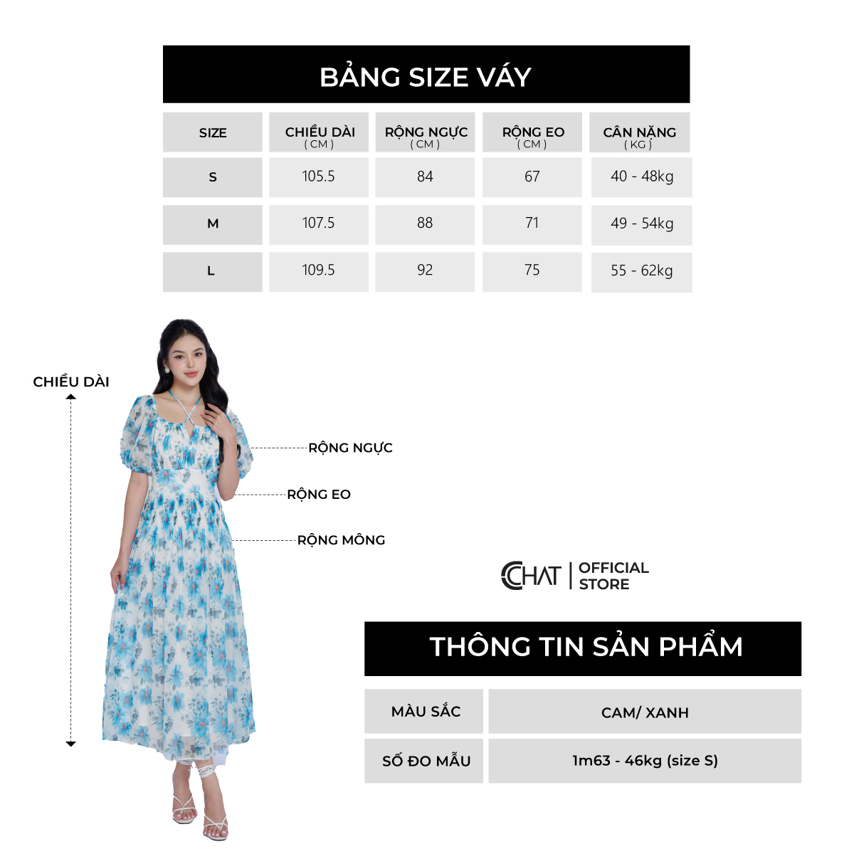 Đầm Nữ  Kiểu Nhún Tay Bồng Chun Eo Dáng Xòe Chất Voan Bay Bổng 13VNV4005XT