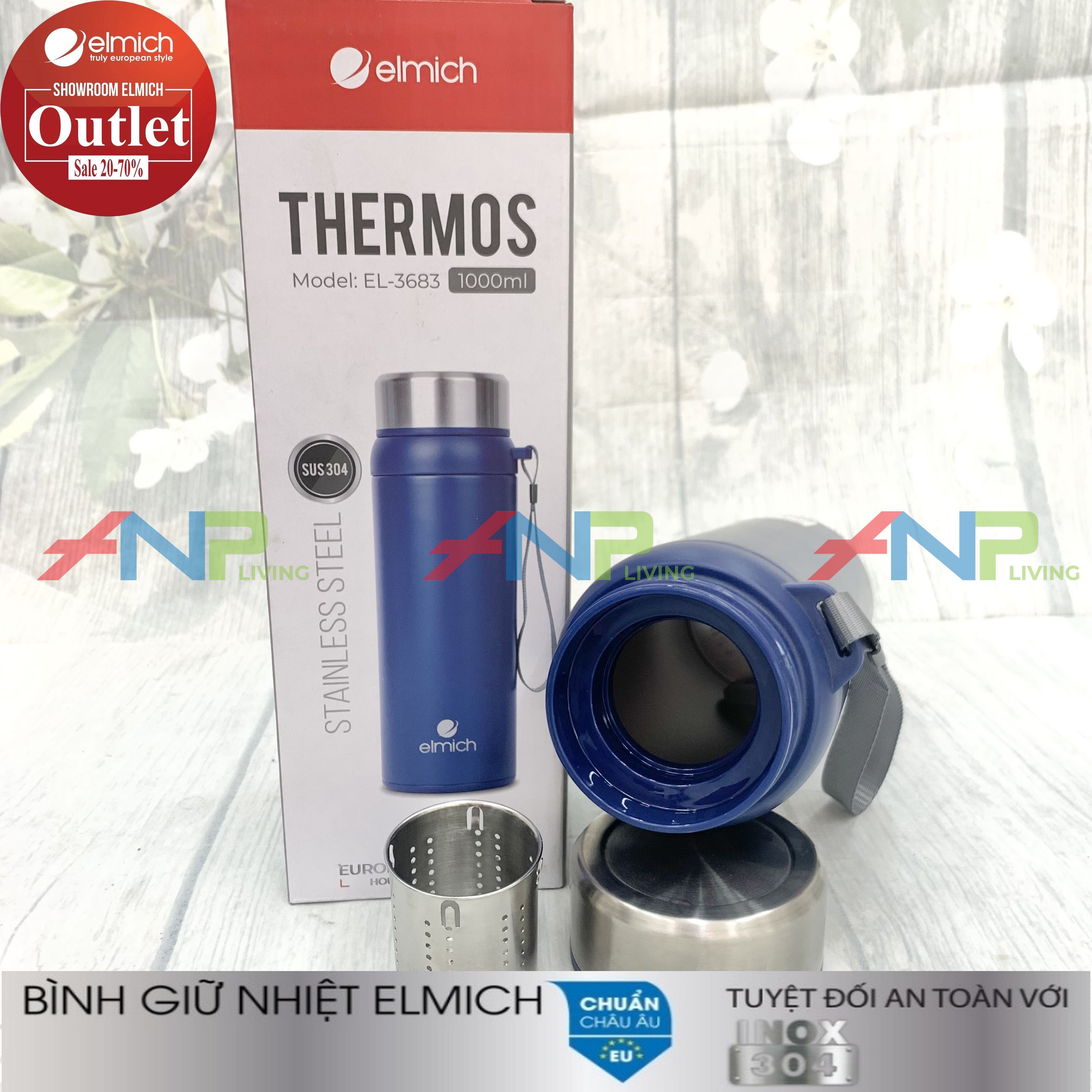 Bình Giữ Nhiệt Inox 304 Nóng 8h Lạnh 12h ELMICH El3683 1000ml