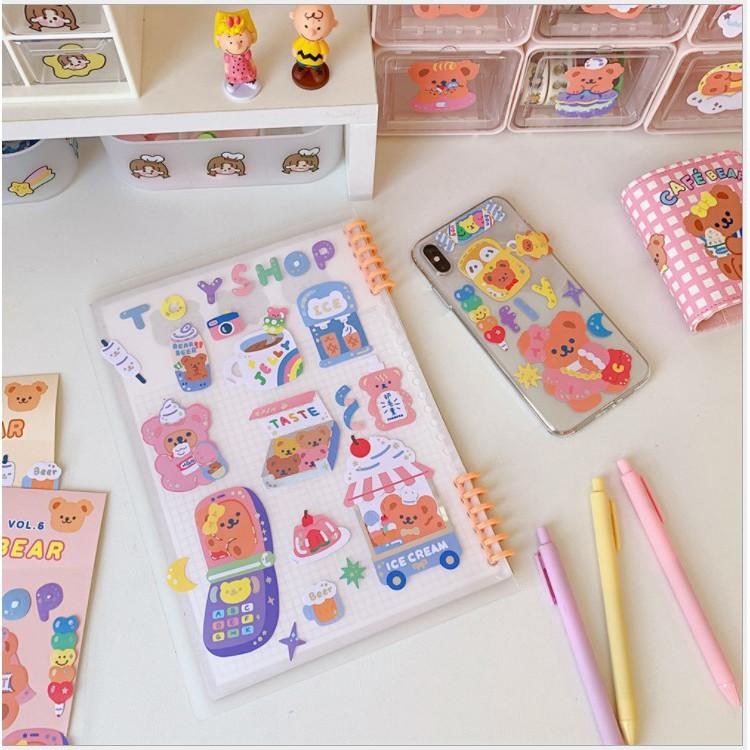 Sticker gấu dễ thương chống thấm nước, nhãn dán đẹp SUNNYSTORE
