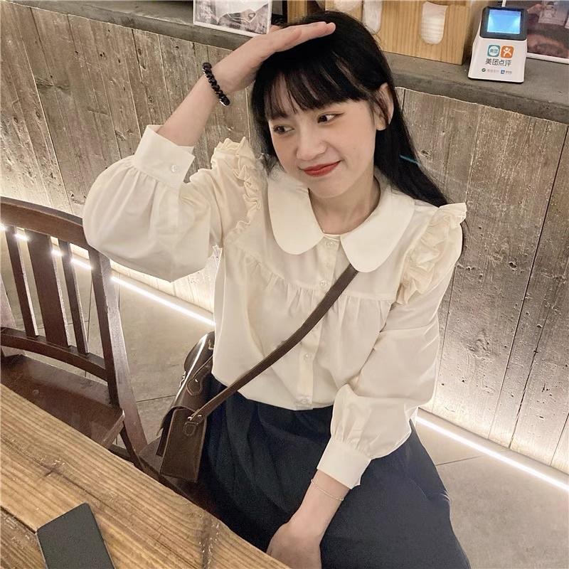Áo babydoll cổ sen dài tay - Áo sơ mi kiểu công sở thanh lịch 2022