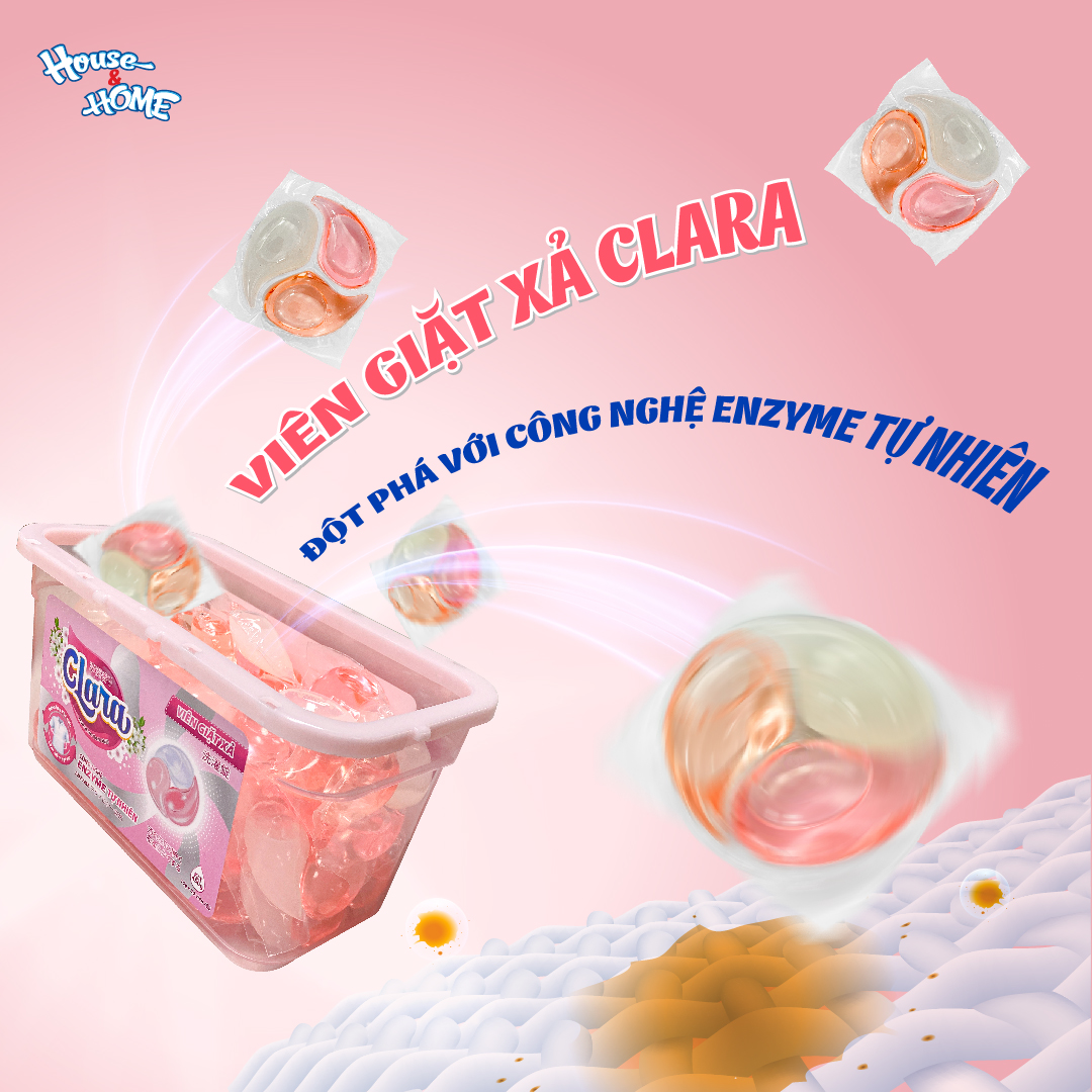 Viên giặt xả Clara hương hoa thanh khiết Hộp 30 viên