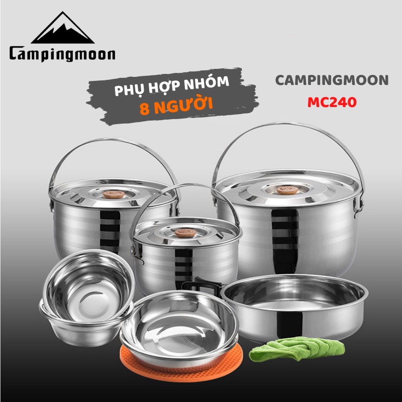 Bộ nồi dã ngoại Inox 8 món Campingmoon MC-240