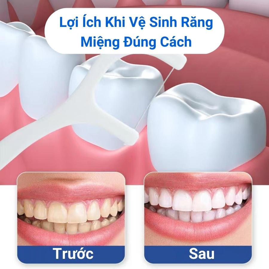 Hộp 50 cây tăm chỉ nha khoa , tăm chỉ chăm sóc răng miệng , dễ dàng cầm nắm , an toàn dễ sử dụng vô cùng tiện lợi 